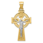 14k Two-tone Polished Celtic INRI Crucifix Pendant
