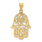14k Polished Filigree Hamsa and Evil Eye Pendant