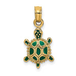 14K Small Green Enameled 3-D Land Turtle Charm