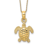 14k 3-D Mini Sea Turtle Necklace