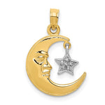 14k Two-Tone Polished Half Moon and Dangle Star Pendant