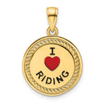14K I Heart Horses/I Heart Riding Enameled Reversible Pendant