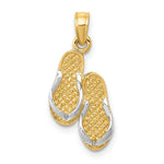 14k 3-D and White Rhodium Solid Polished Sandals Pendant