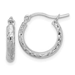 14k White Gold D/C 2.8x Hollow Hoop Earrings