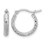 14k White Gold D/C 2.5x Hollow Hoop Earrings