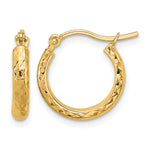 14k Diamond-cut 2.5x Hollow Hoop Earrings