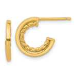 14K Polished and Textured J-Hoop Post Earrings