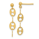 14K Polished and Textured Fancy Link Dangle Earrings