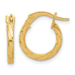 14K Polished and Grooved Hoop Earrings