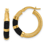 14K with Enamel Polished and Grooved Hoop Earrings