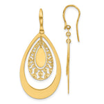 14K Polished and Diamond-cut Teardrop Dangle Earrings