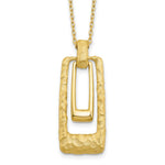 14K Polished and Satin Rectangle Pendant w/ ext. Necklace