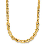 14k Polished and Diamond-cut Fancy Link Graduated Necklace