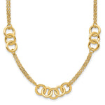 14K Polished 2-strand with Circle Link Stations Necklace