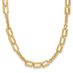 14K Polished Fancy Square Link Stations Necklace
