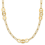 14K Polished and Diamond-cut Paperclip Link with Fancy Oval Stations Necklace