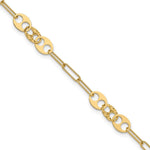 14K Polished and Diamond-cut Paperclip Link with Fancy Oval Stations Bracelet