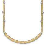 14K Two-tone Polished/Satin/Dia-cut Bar w/ ext. Necklace