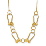 14K Polished/Textured/Dia-cut Fancy Link with ext. Necklace