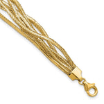 14K Polished Mesh Diamond-cut 7-strand Wave Bracelet