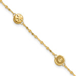 14K Polished and Diamond-cut Disc Design Stations Drop Bracelet