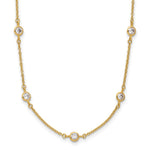 14K Polished CZ Station with ext. Necklace
