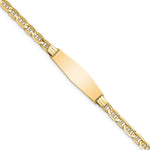 14k Polished Solid Chain/Solid Plate Anchor Link Soft Diamond Shape 24.5x Plate ID Bracelet