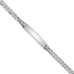 14k White Gold Polished Solid Chain/Solid Plate Flat Curb Link 25.5x Plate ID Bracelet