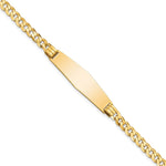 14k Polished Solid Chain/Solid Plate Curb Link Soft Diamond Shape 33x Plate ID Bracelet