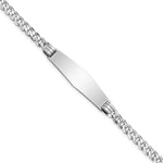 14k White Gold Polished Solid Chain/Solid Plate Flat Curb Link Soft Diamond Shape 33x Plate ID Bracelet