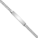 14k White Gold Polished Solid Chain/Solid Plate Flat Curb Link 33.5x Plate ID Bracelet