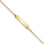 14k Polished Solid Chain/Solid Plate Flat Curb Link 19.5x Plate ID Bracelet