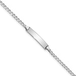 14k White Gold Polished Solid Chain/Solid Plate Flat Curb Link 19.5x Plate ID Bracelet