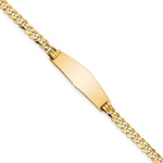 14k Polished Solid Chain/Solid Plate Flat Curb Link Soft Diamond Shape 28x Plate ID Bracelet