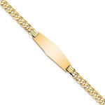14k Polished Solid Chain/Solid Plate Flat Curb Link Soft Diamond Shape 28x Plate ID Bracelet
