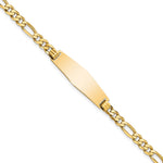 14k Polished Solid Chain/Solid Plate Flat Figaro Link Soft Diamond Shape 28x Plate ID Bracelet