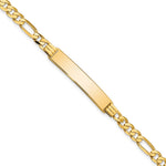 14k Polished Solid Chain/Solid Plate Flat Figaro Link 33.5x Plate ID Bracelet