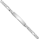 14k White Gold Polished Solid Chain/Solid Plate Figaro Link 33.5x Plate ID Bracelet