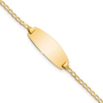 14k Polished Solid Chain/Solid Plate Curb Link Oval 18.5x Plate Baby/Child ID Bracelet