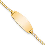14k Polished Solid Chain/Solid Plate Curb Link Oval 18.5x Plate Baby/Child ID Bracelet
