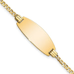 14k Polished Solid Chain/Solid Plate Curb Link Oval 24x Plate ID Bracelet