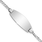 14k White Gold Polished Solid Chain/Solid Plate Curb Link Oval 24x Plate ID Bracelet