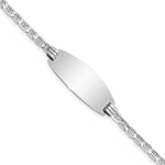 14k White Gold Polished Solid Chain/Solid Plate Anchor Link Oval 24x Plate ID Bracelet