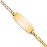 14k Polished Solid Chain/Solid Plate Figaro Link Oval 27x Plate ID Bracelet