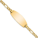 14k Polished Semi-Solid Chain/Solid Plate Figaro Link Oval 26.5x Plate ID Bracelet