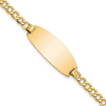 14k Polished Semi-Solid Chain/Solid Plate Curb Link Oval 27x Plate ID Bracelet