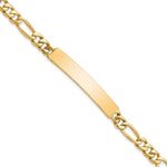 14k Hand-polished Solid Chain/Solid Plate Figaro Link 44x Plate ID Bracelet