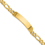 14k Hand-polished Solid Chain/Solid Plate Figaro Link 47x Plate ID Bracelet