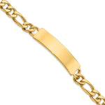 14k Polished Solid Chain/Solid Plate Figaro Link 47x Plate ID Bracelet