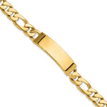 14k Hand-polished Solid Chain/Solid Plate Figaro Link 48x Plate ID Bracelet